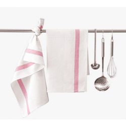 Torchon 100% Coton liser&eacute; Rose